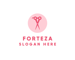 Pink Hair Salon Hairdresser Scissors logo design