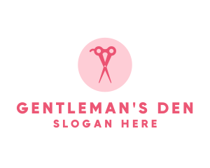 Pink Hair Salon Hairdresser Scissors logo design