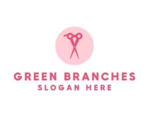 Pink Hair Salon Hairdresser Scissors logo design