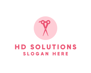 Pink Hair Salon Hairdresser Scissors logo design