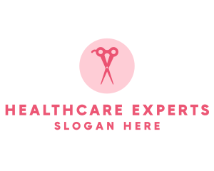 Pink Hair Salon Hairdresser Scissors logo design