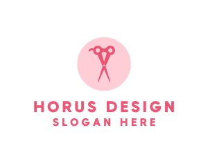 Pink Hair Salon Hairdresser Scissors logo design