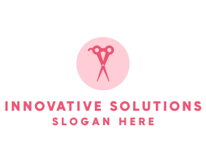 Pink Hair Salon Hairdresser Scissors logo design