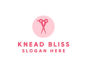 Pink Hair Salon Hairdresser Scissors logo design