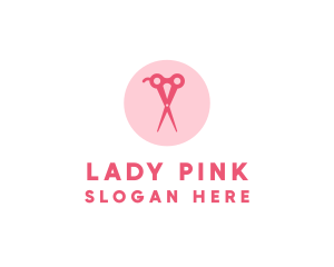 Pink Hair Salon Hairdresser Scissors logo design