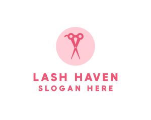 Pink Hair Salon Hairdresser Scissors logo design