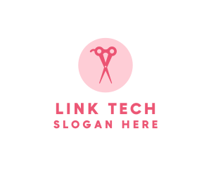 Pink Hair Salon Hairdresser Scissors logo design