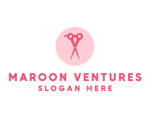 Pink Hair Salon Hairdresser Scissors logo design