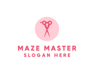 Pink Hair Salon Hairdresser Scissors logo design