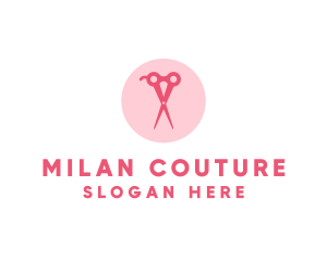 Pink Hair Salon Hairdresser Scissors logo design