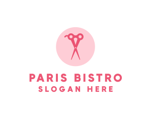 Pink Hair Salon Hairdresser Scissors logo design