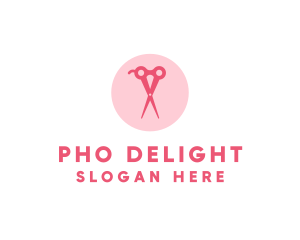 Pink Hair Salon Hairdresser Scissors logo design