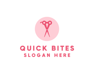 Pink Hair Salon Hairdresser Scissors logo design