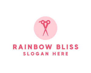 Pink Hair Salon Hairdresser Scissors logo design