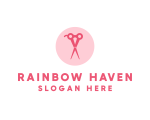 Pink Hair Salon Hairdresser Scissors logo design