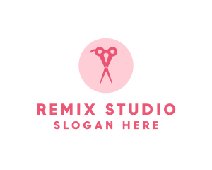 Pink Hair Salon Hairdresser Scissors logo design