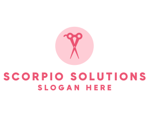 Pink Hair Salon Hairdresser Scissors logo design