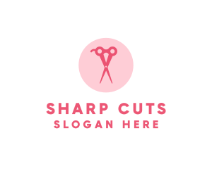 Cut - Pink Hair Salon Hairdresser Scissors logo design