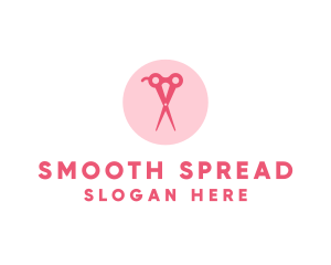 Pink Hair Salon Hairdresser Scissors logo design