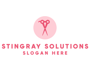 Pink Hair Salon Hairdresser Scissors logo design