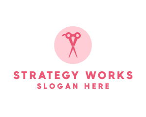 Pink Hair Salon Hairdresser Scissors logo design