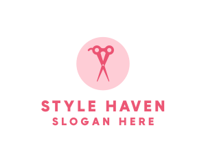 Pink Hair Salon Hairdresser Scissors logo design