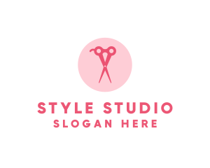 Hairdresser - Pink Hair Salon Hairdresser Scissors logo design