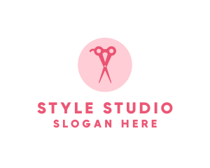 Pink Hair Salon Hairdresser Scissors logo design