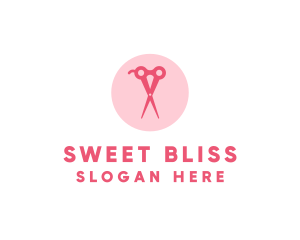 Pink Hair Salon Hairdresser Scissors logo design