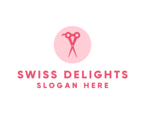 Pink Hair Salon Hairdresser Scissors logo design