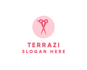 Pink Hair Salon Hairdresser Scissors logo design