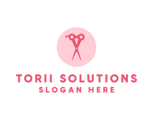 Pink Hair Salon Hairdresser Scissors logo design