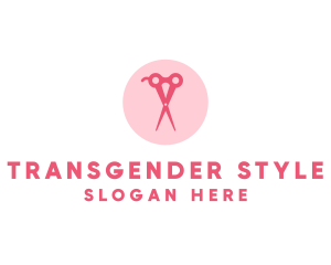 Pink Hair Salon Hairdresser Scissors logo design