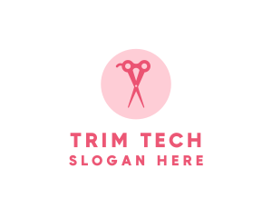 Pink Hair Salon Hairdresser Scissors logo design