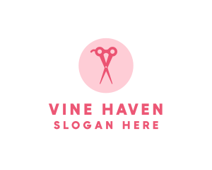 Pink Hair Salon Hairdresser Scissors logo design