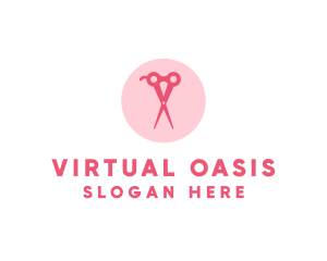 Pink Hair Salon Hairdresser Scissors logo design