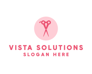 Pink Hair Salon Hairdresser Scissors logo design