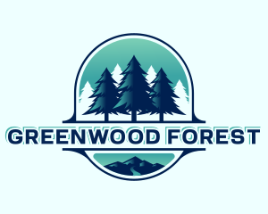 Pine Tree Mountain Forest logo design