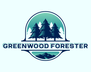 Pine Tree Mountain Forest logo design