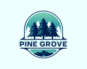 Pine Tree Mountain Forest logo design