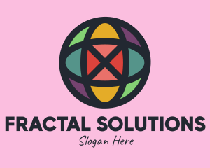 Fractal - Stained Glass Globe logo design