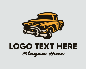 Car Hire - Retro Pickup Car logo design