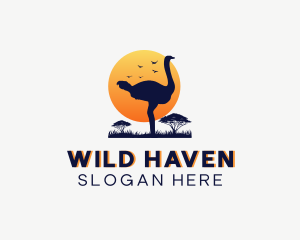 Wild Safari Ostrich logo design