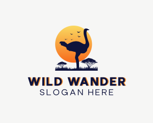 Wild Safari Ostrich logo design