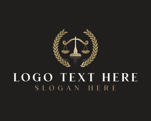 Justice - Law Scale Wreath logo design