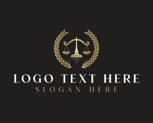 Law Firm - Law Scale Wreath logo design