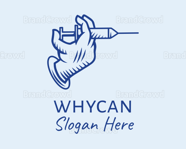 Blue Syringe Hand Logo