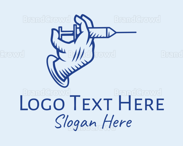 Blue Syringe Hand Logo