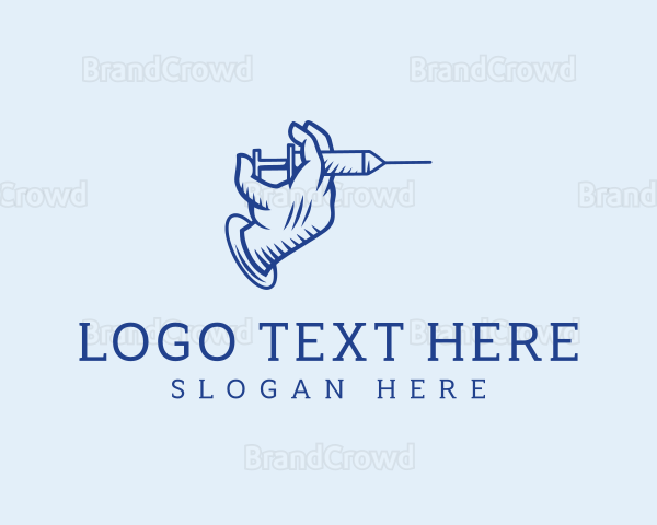 Blue Syringe Hand Logo