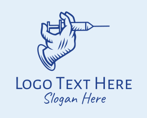 Pharmaceutical - Blue Syringe Hand logo design